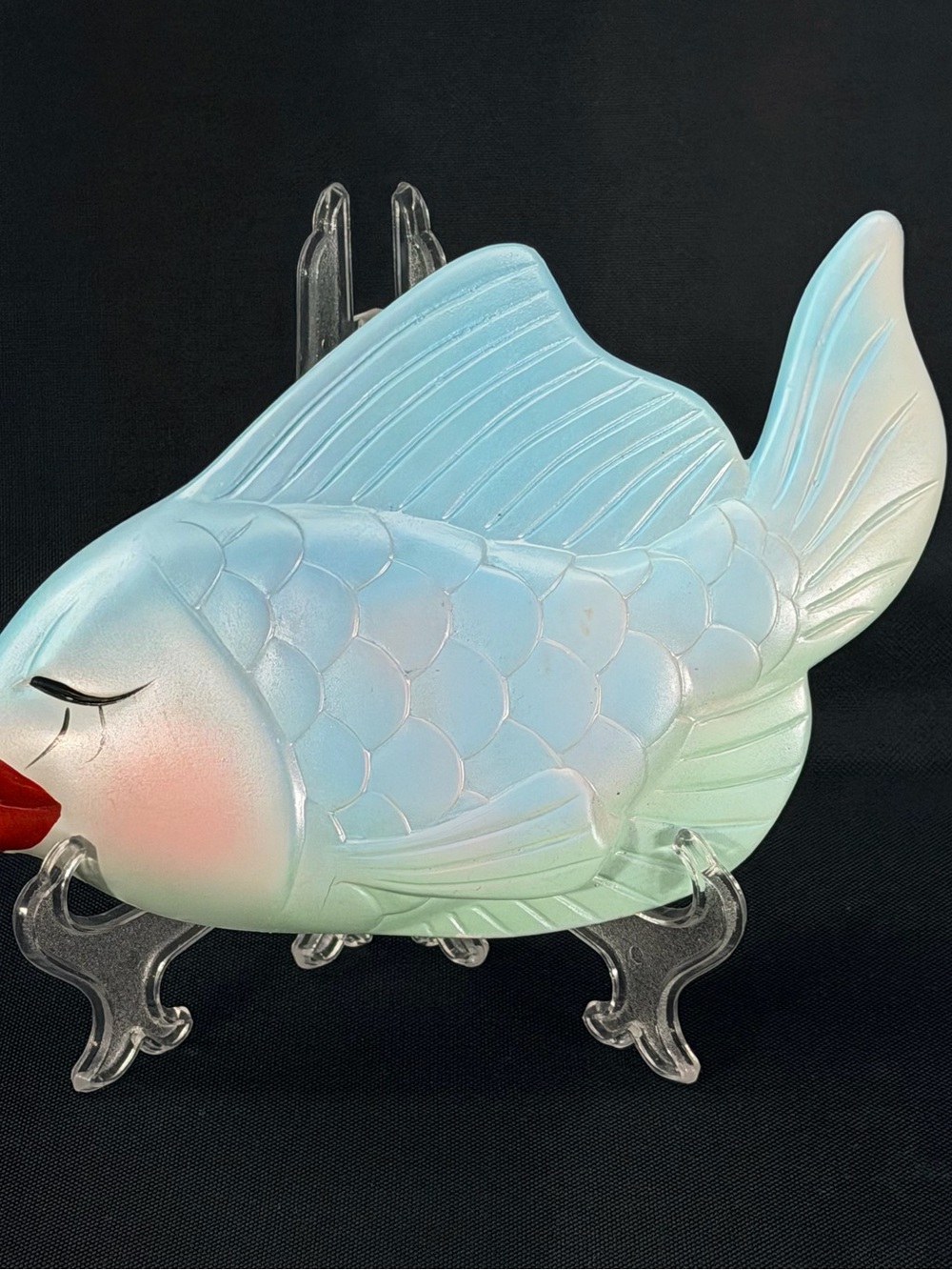 Hand-Painted Pastel Blue Chalkware Fish